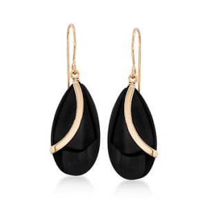 14kt Yellow Gold Black Onyx Earrings #476669
