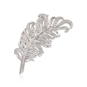 Diamond Feather Pin in Sterling Silver #799459