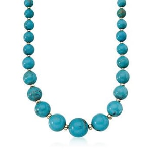 Turquoise Bead Necklace in 14kt Yellow Gold #481780