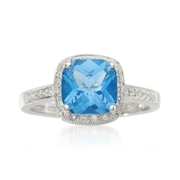 2.25 Carat Blue Topaz and .15 ct. t.w. Diamond Ring in 14kt White Gold #467184