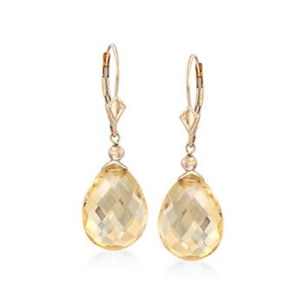 17.00 ct. t.w. Citrine Drop Earrings in 14kt Yellow Gold #792403