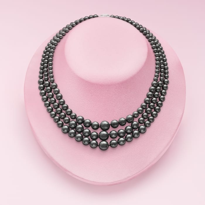 Rose Pink Jade & 6-7mm White Pearl Necklace for Women Jewelry 3 strands 18-19" Rose Pink Jade & 6-7mm White Pearl Necklace for Women Jewelry 3 strands 18-19"