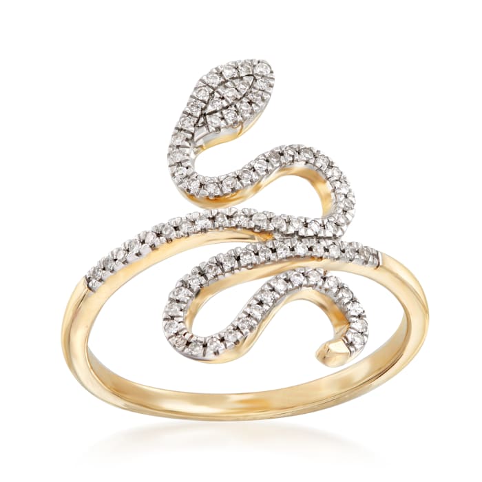 .15 ct. t.w. Diamond Snake Ring in 14kt Yellow Gold | Ross-Simons