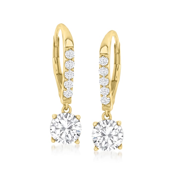 1 00 Ct T W Diamond Drop Earrings In 14kt Yellow Gold Ross Simons