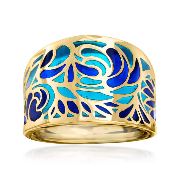 Italian Blue Enamel Ring in 14kt Yellow Gold | Ross-Simons