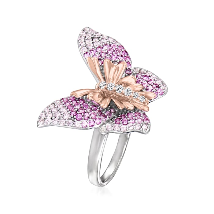 .80 ct. t.w. Simulated Pink Sapphire Butterfly Ring with CZ Accents in ...