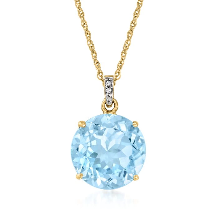 7.00 Carat Sky Blue Topaz Pendant Necklace with Diamond Accents in 14kt ...