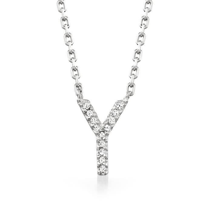 Diamond-Accented Initial Necklace in Sterling Silver | Ross-Simons