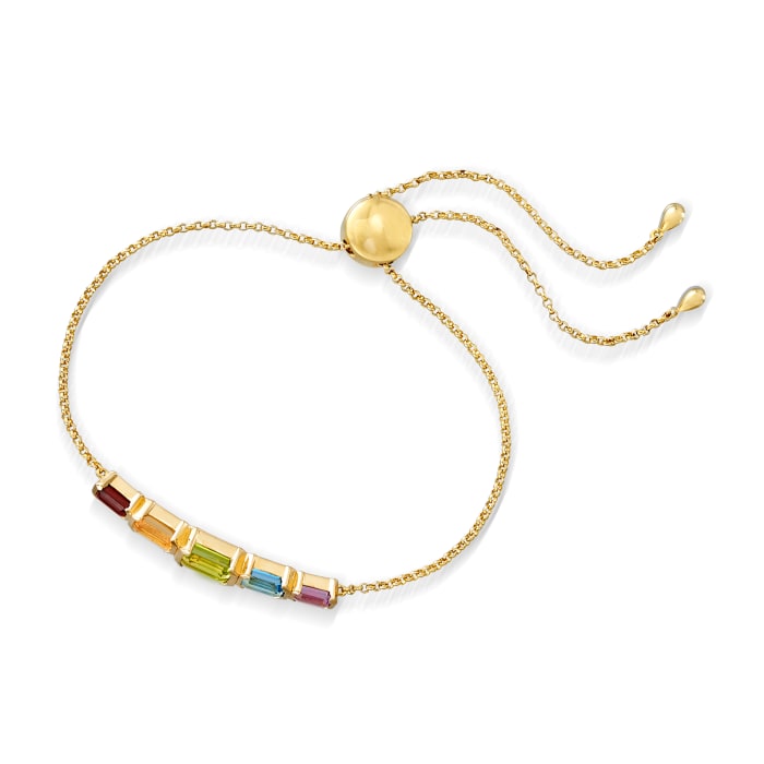 2.80 ct. t.w. Multi-Gemstone Bolo Bracelet in 18kt Gold Over Sterling ...