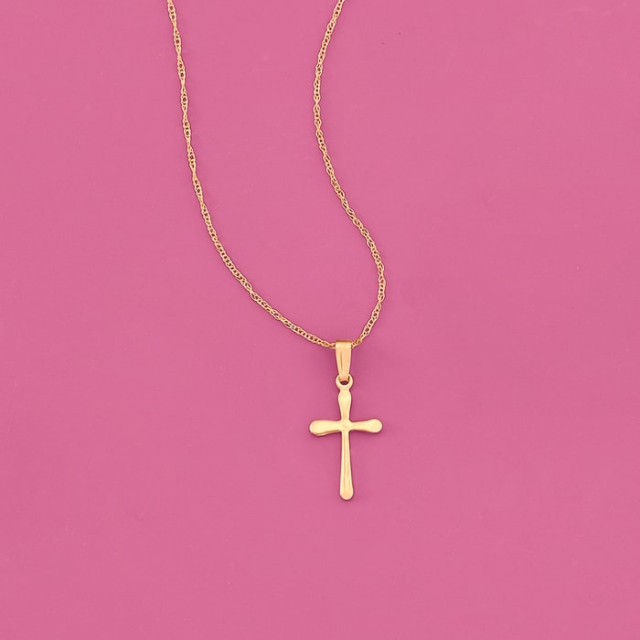 Child's 14kt Yellow Gold Cross Necklace. 15