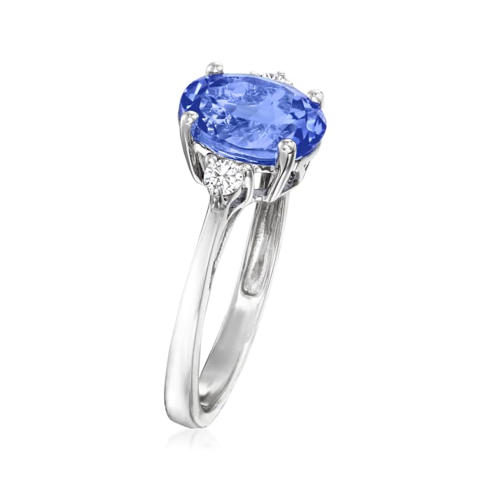 2.10 Carat Tanzanite and .11 ct. t.w. Diamond Ring in 14kt White Gold ...