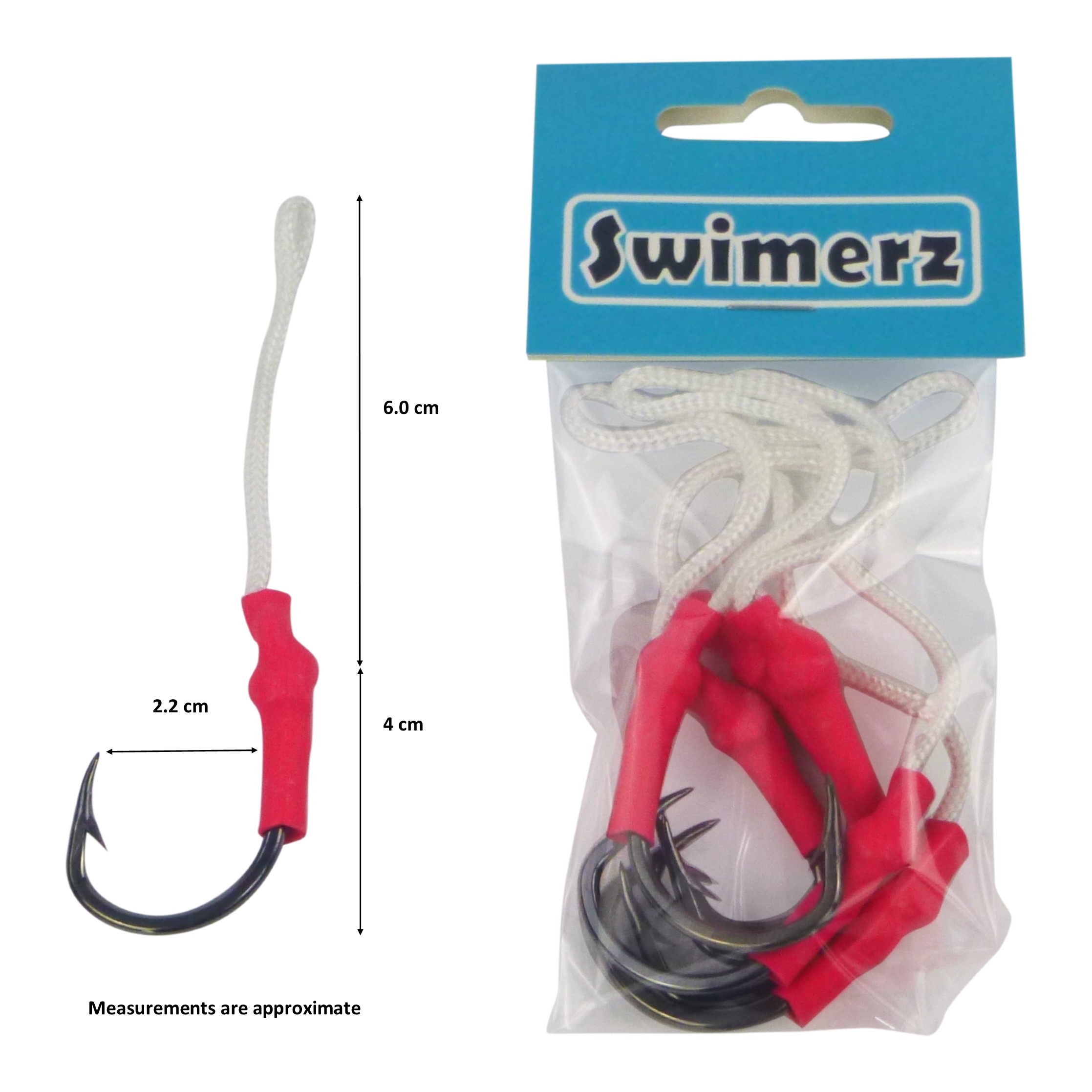 10 x 2/0 Single Assist Hooks, Swimerz, Black Nickel Coated, Heavy duty