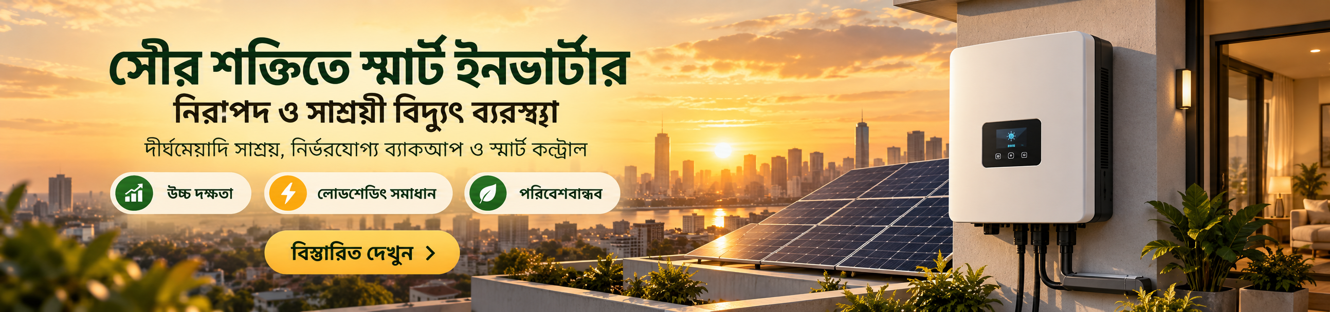 সোলার ইনভার্টার - আধুনিক মনিটরিং ও ডুয়াল লোড কন্ট্রোল সুবিধা