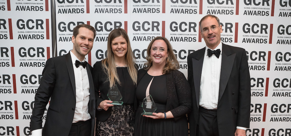 Maersk Line/Hamburg Sud won Merger Control Matter of the Year - Asia Pacific, Middle East and Africa. L-R: Thomas Wilson, Elise Nelson, Jennifer Mellott and Alan Ryan.