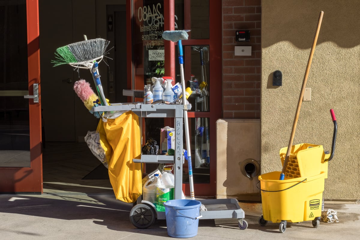 Cleaning team on site