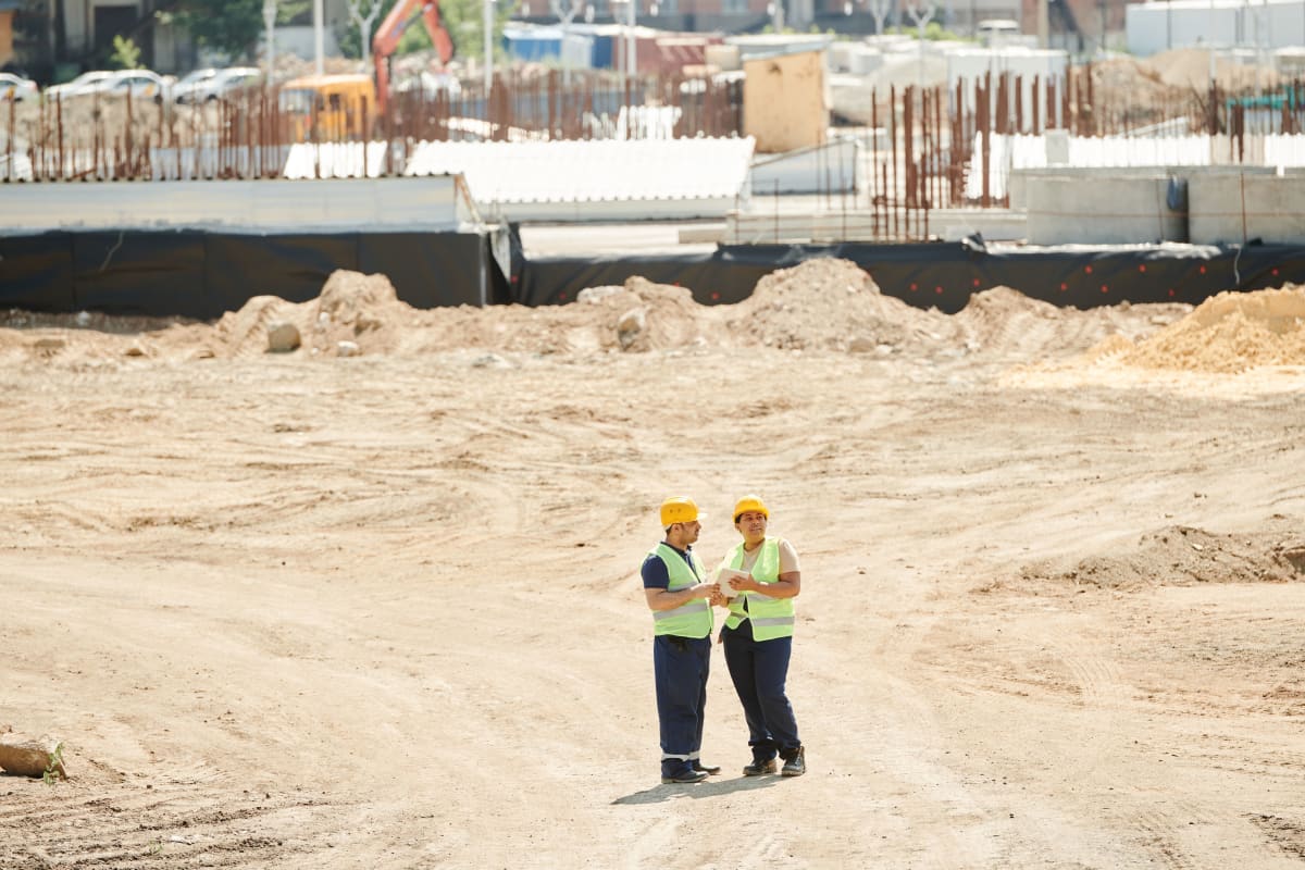Construction — Crew arrives on site