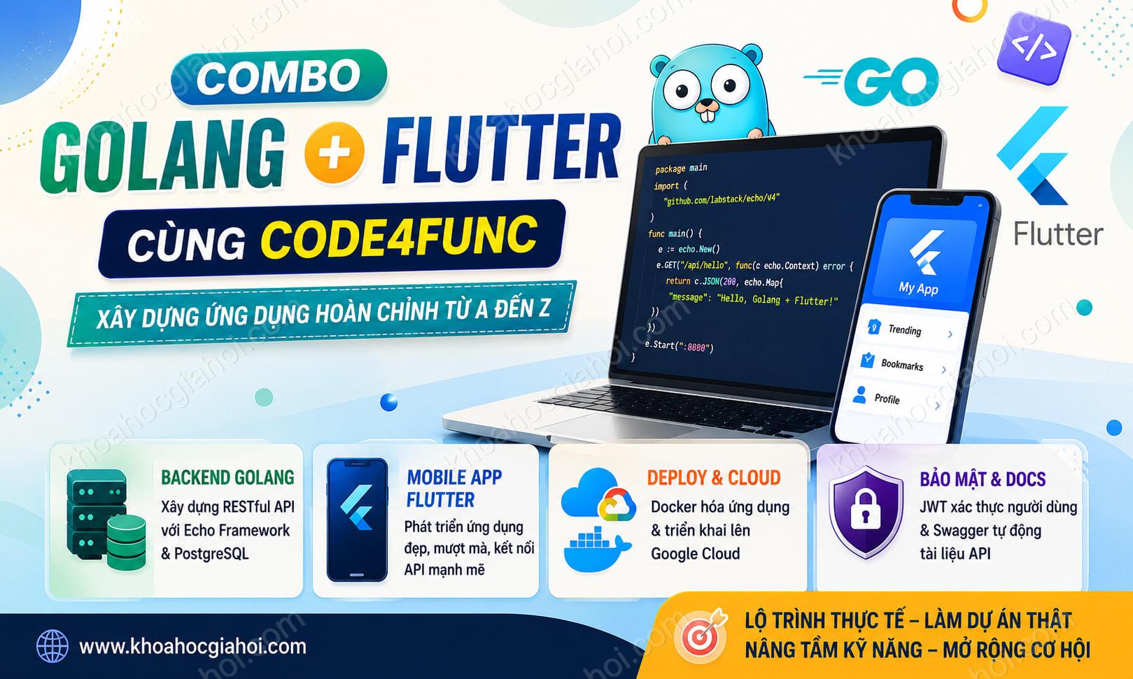 Combo Golang + Flutter Cùng Code4func