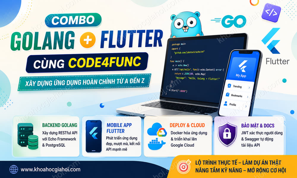Combo Golang + Flutter Cùng Code4func