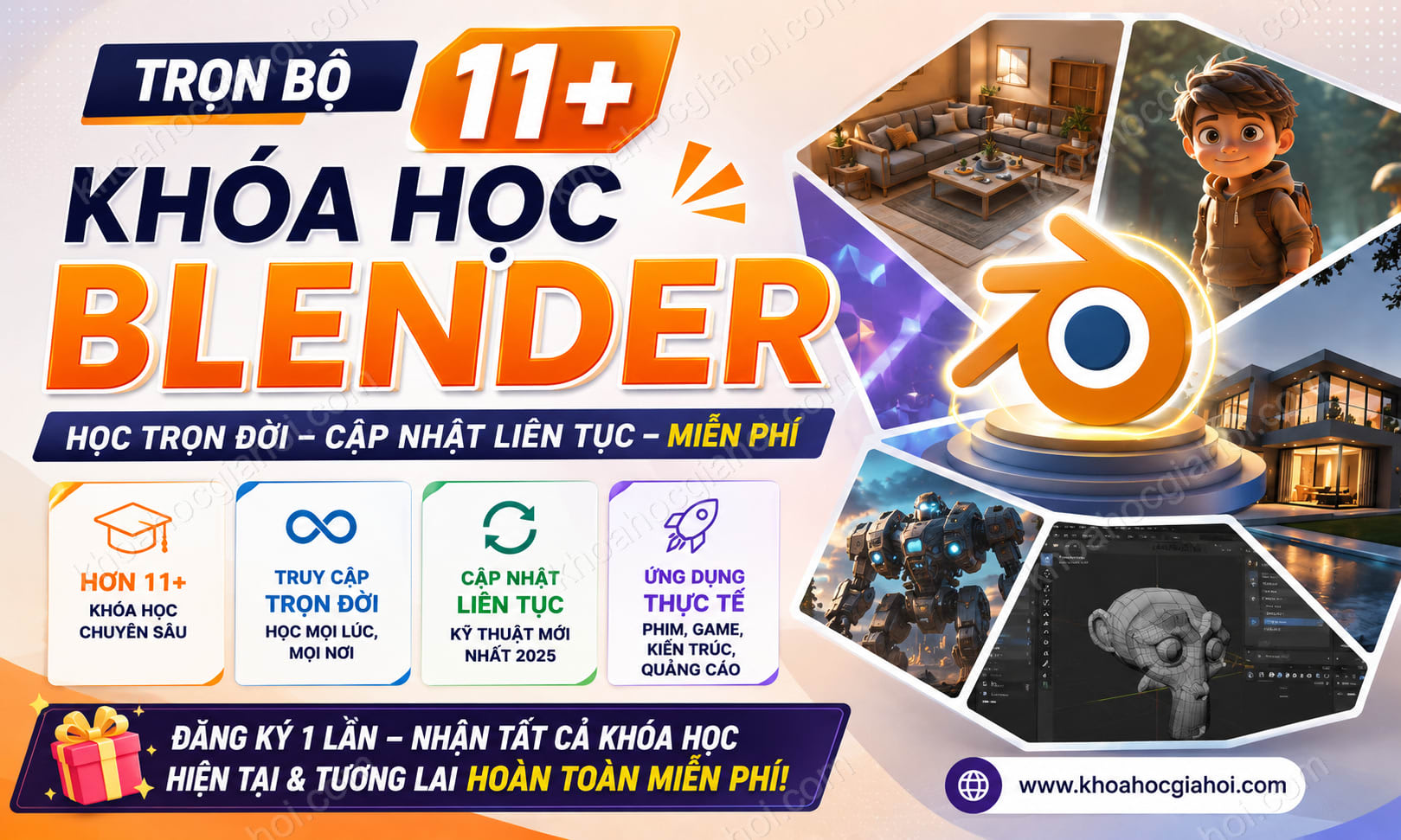 Trọn Bộ 11+ Khóa Học Blender – Học Trọn Đời, Cập Nhật Liên Tục Miễn Phí