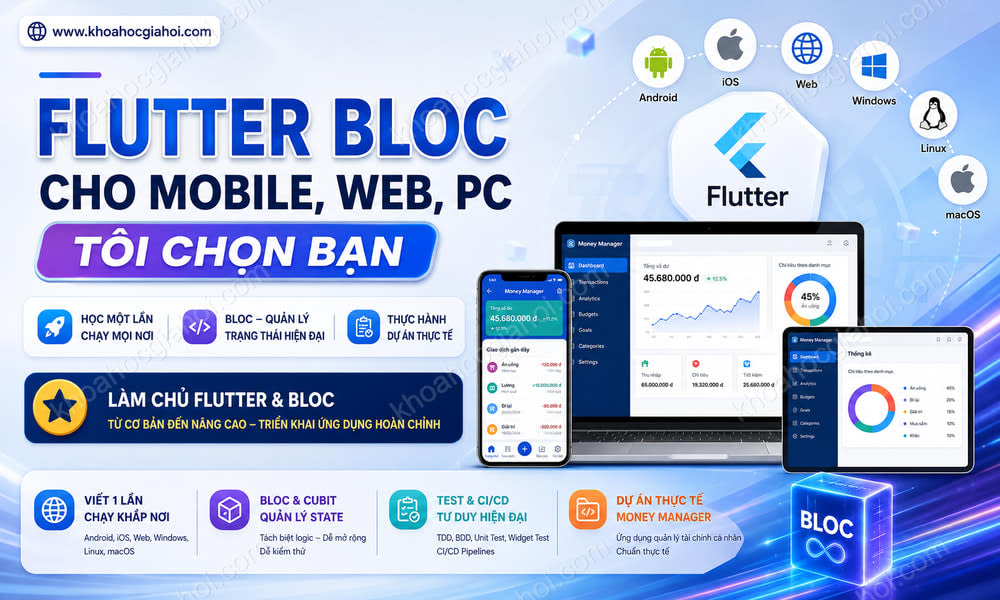 Khóa Học Flutter Bloc Cho Mobile, Web, Pc – Tôi Chọn Bạn