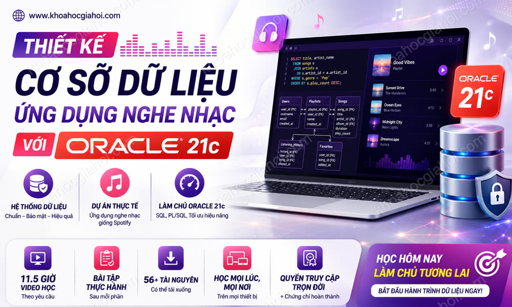 Khóa Học Thiết Kế Cơ Sở Dữ Liệu Ứng Dụng Nghe Nhạc Với Oracle 21c