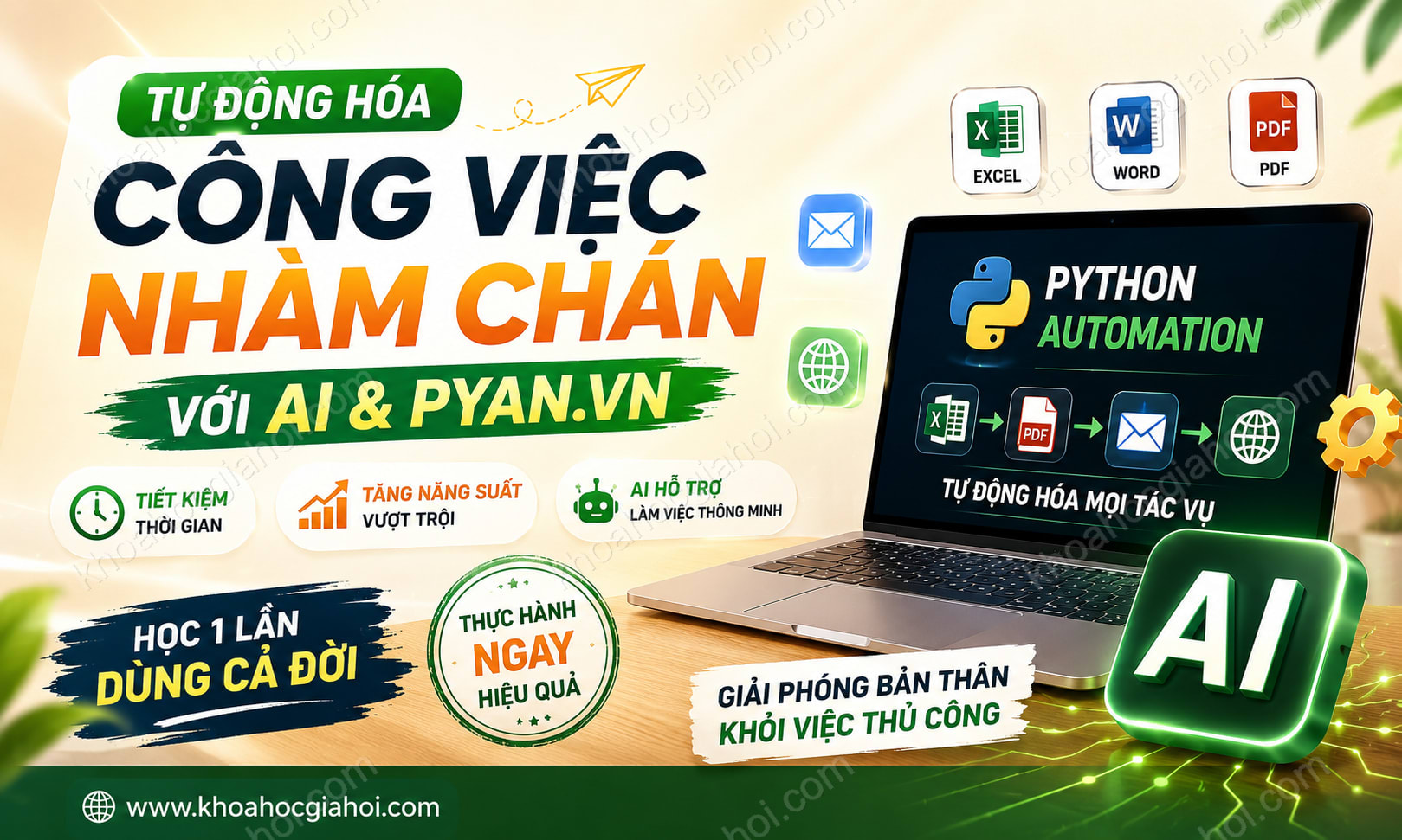 Khóa Học Tự Động Hóa Công Việc Nhàm Chán Với AI Cùng Pyan.vn