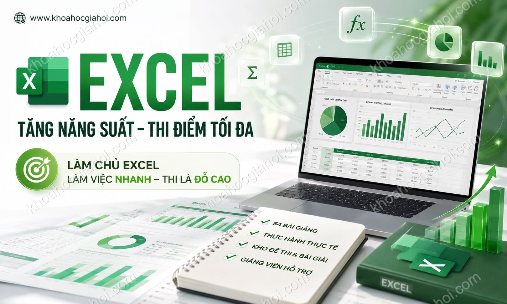 Khóa Học Excel - Làm Việc Tăng Năng Suất, Luyện Thi Điểm Tối Đa