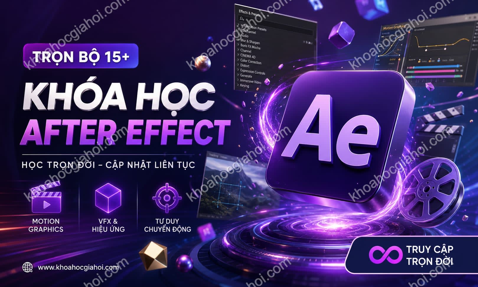 Trọn Bộ 15+ Khóa Học After Effect – Học Trọn Đời, Cập Nhật Liên Tục Miễn Phí