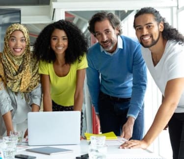 Colleagues of different ethnicities