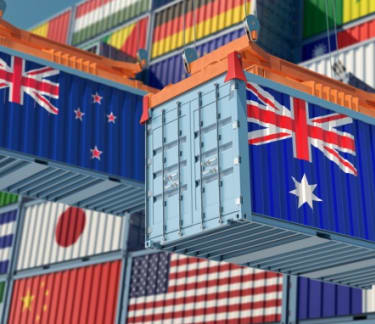 UK-AUK and NZ flags on containers