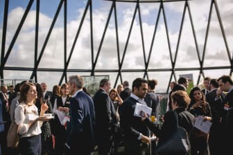 People networking at the Gherkin
