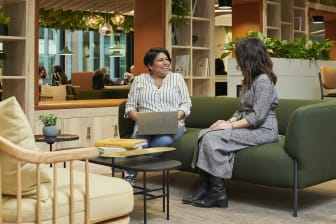 Two women working at Landmark Hotel Workspace
