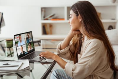 Woman on a virtual meeting