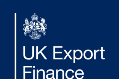 UK Export Finance logo with blue background