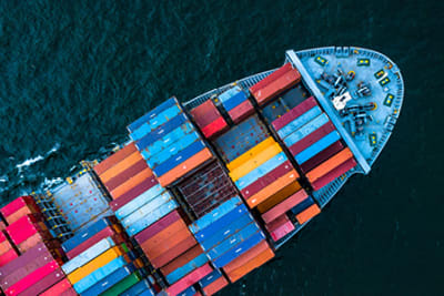 Ship with containers on it on sea