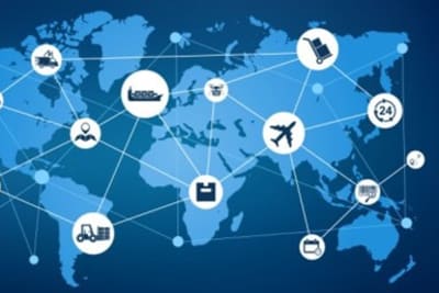 Map with dots connecting different countries