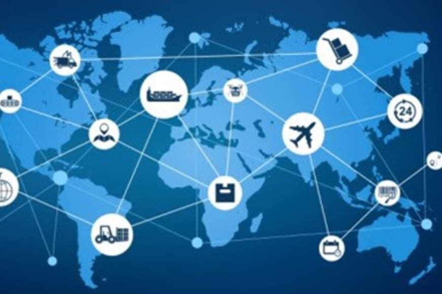 Map with dots connecting different countries