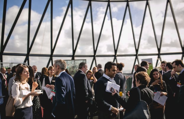 People networking at the Gherkin