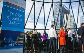 business event with LCCi banner in foreground