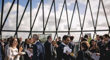 People networking at the Gherkin