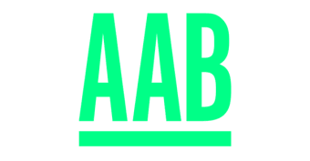 AAB company logo with green font