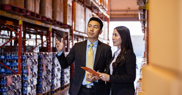 Man and woman working together