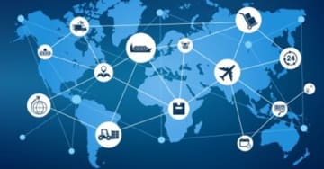 Map with dots connecting different countries