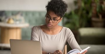 Woman watching a webinar