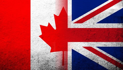 Canada and UK flags