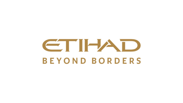 Etihad logo in a gold font