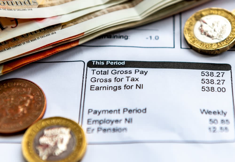 Payslip showing the earnings for NI