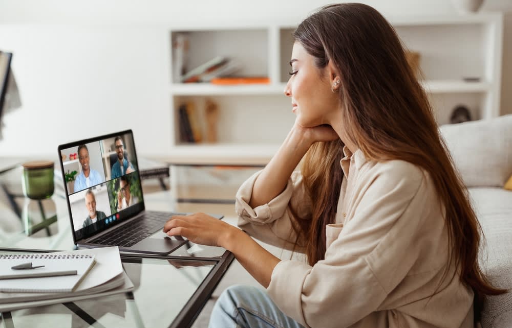 Woman on a virtual meeting