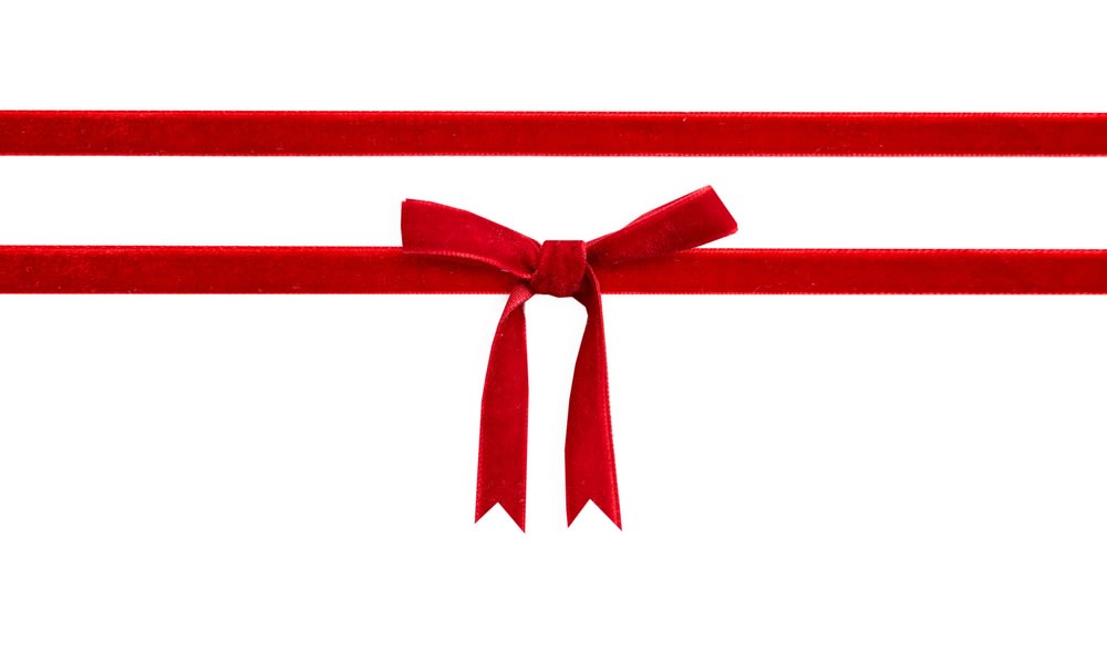 Xmas red ribbon white background