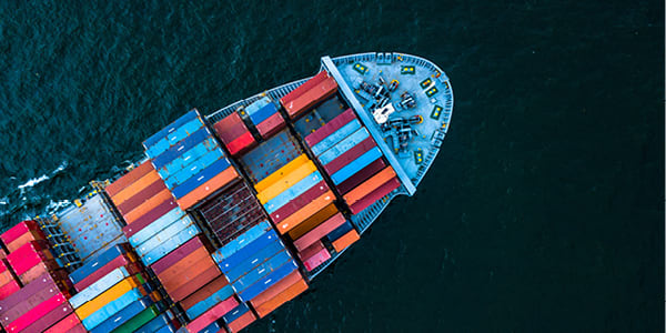 Ship with containers on it on sea